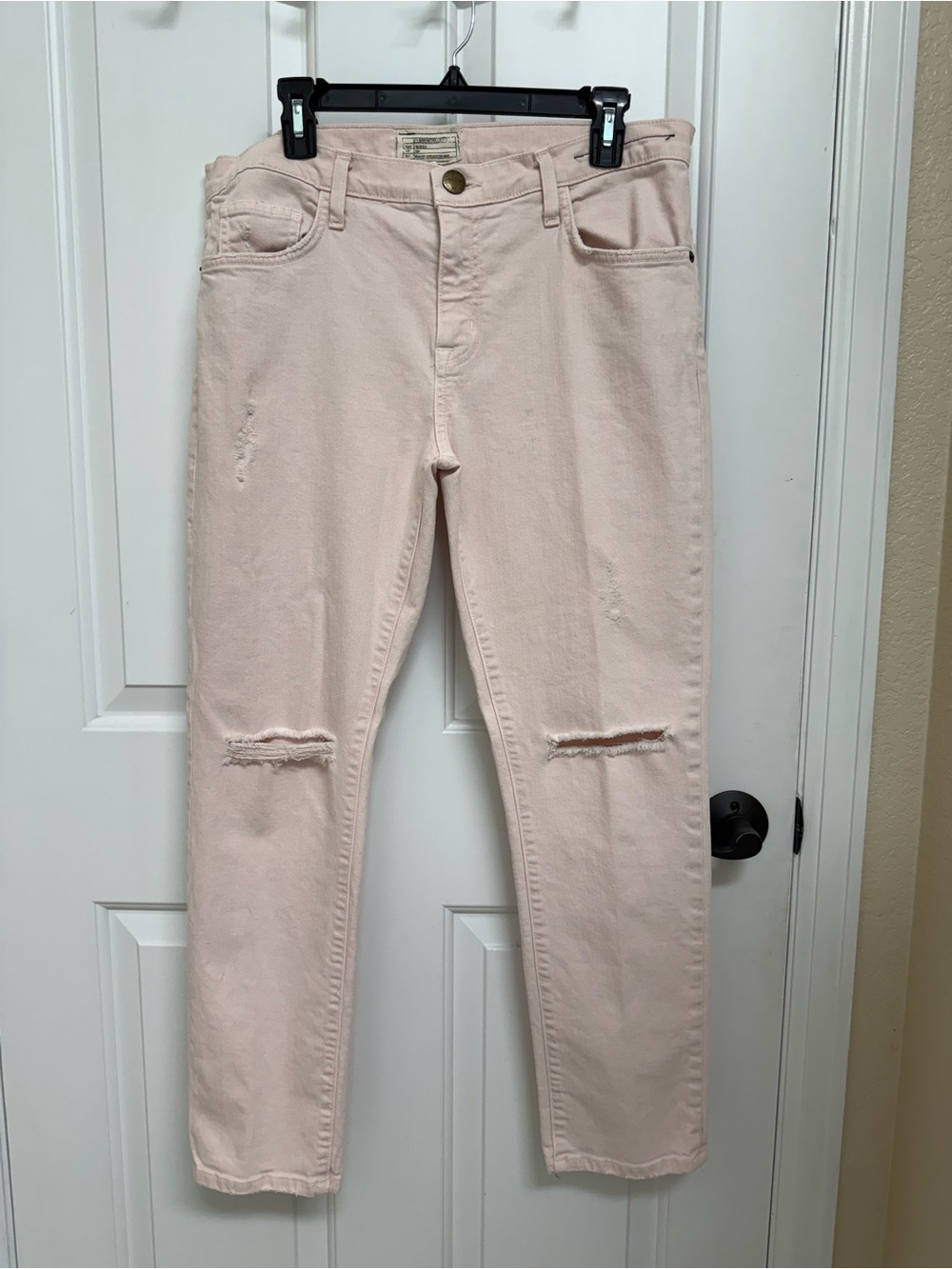 Current/Elliott Pale Pink Straight-Leg Jeans